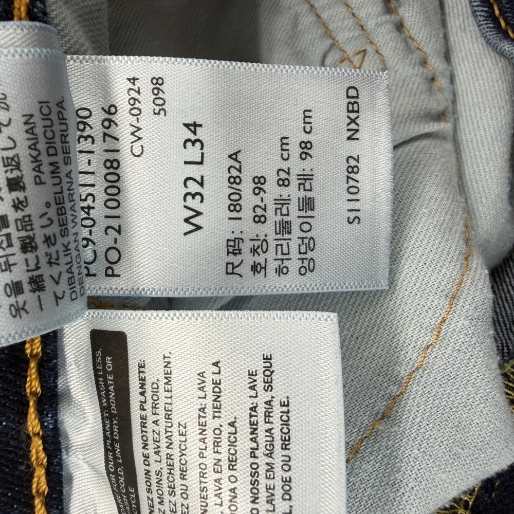 Levi's 511 Slim Fit Jeans Dark Indigo Blue Denim W32 L34 04511-1390 Mens